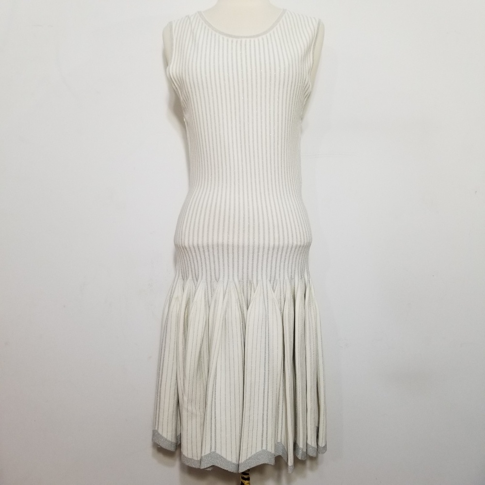 Alaia Pleated Silver Foil Handkerchief Dress 4